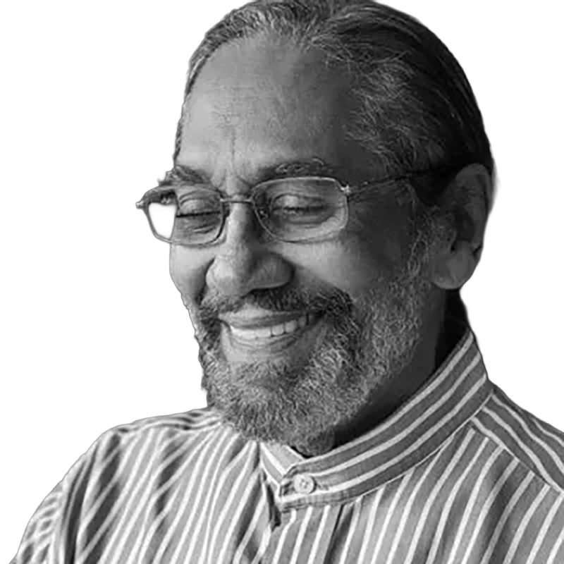 Black-and-white image of artist Jorge Severino